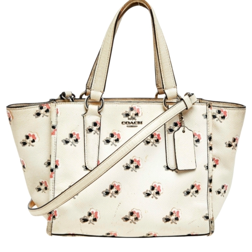 Coach Floral Cream Crosby Tote Bag Leather Fantastic Condition